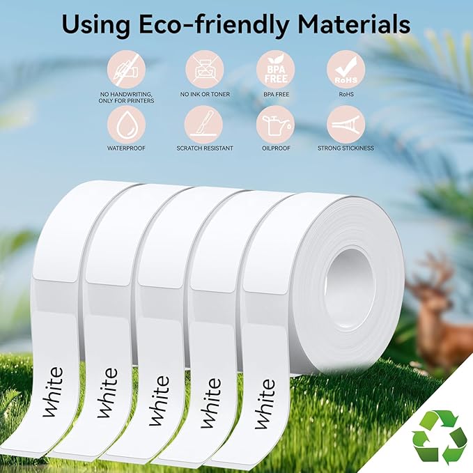 1175 Pcs D30 Label Maker Tape, 15×30mm(0.59"×1.2") Thermal Label Print Stickers Compatible with D30 Portable Label Printer Adapted Print Paper for Office, 230 Labels/Roll, 5 Rolls(White)