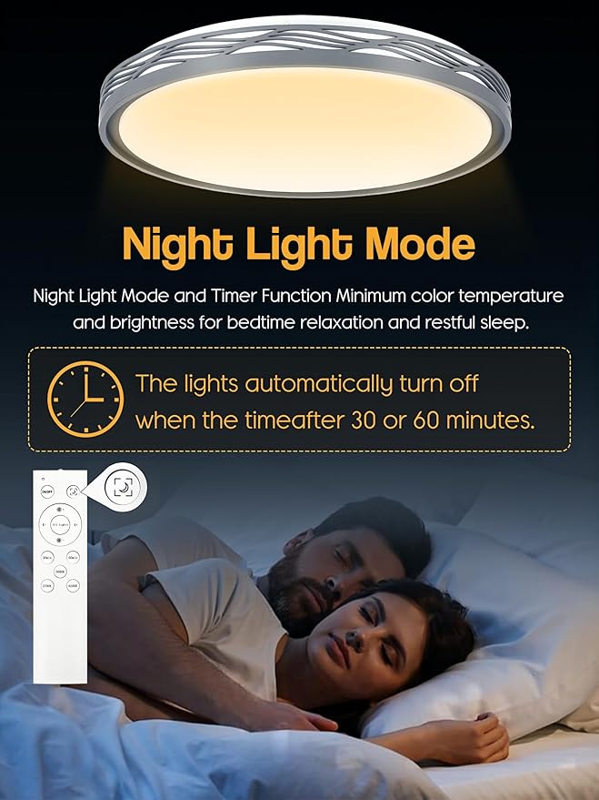 20 Inch Large LED Flush Mount Ceiling Light, 2700K-6500K Dimmable LED Ceiling Light Fixture with Remote, 70W 8900lm Round Modern Ceiling Lamp for Bedroom, Living Room, Hallway (Grey)