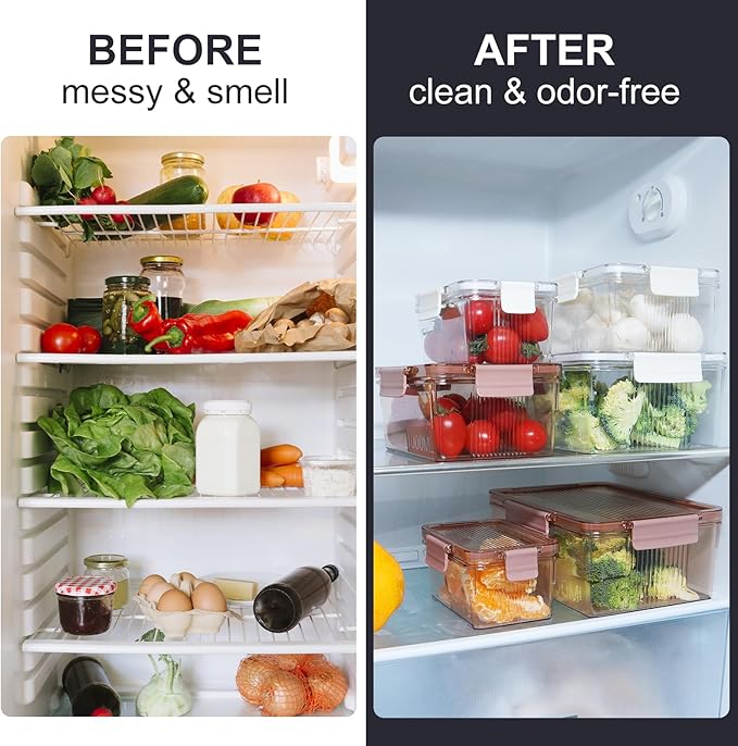 Eclirgan Food Storage Containers,Plastic Food Containers with Lock/Lids,Nesting Freezer Storage Set with Airtight/BPA Free for Pantry/Kitchen/Meal-prep(2/4/8.4 Cup)