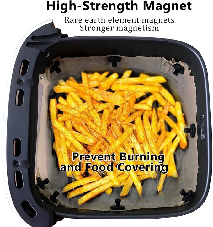 Air Fryer Liner Silicone Magnets 8Pcs, High Temp Resistant Parchment Paper Holder for Magnetic Air Fryers, Secures Disposable Paper Liner Safely, Prevents Burning & Food Covering (8pcs)