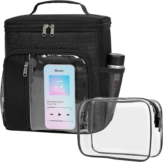 F-color Hanging Shower Caddy Portable with Clear Makeup Bag - College Dorm Essentials for Guys with Hooks Black, TSA Approved Toiletry Bag for Travel Size, Black