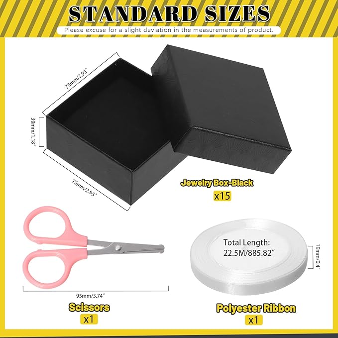 Glarks 17pcs 2.95 x 2.95in Jewelry Gifts Boxes Kit, Black Fan Shaped Jewelry Boxes for Ring Earring Jewelry, Christmas, Birthday, Anniversaries, Valentine’s Day, Mother’s Day and Other Festivals
