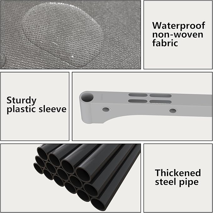 JIUYOTREE 6-Tiers Portable Bookshelf with Fabric Cloth at Back, 10 Cube Closet Storage Organizer Bookcase, Living Room,Study Room,Bedroom, Grey