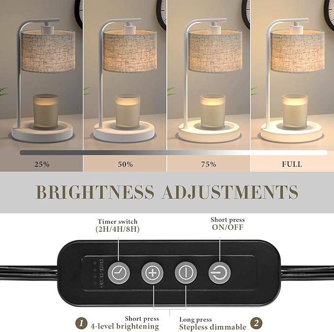 White Candle Warmer Lamp with Timer Dimmer, Electric Candle Warmer Wax Heater, Birthday Gifts for Women Her Mom, House Warming Gifts New Home
