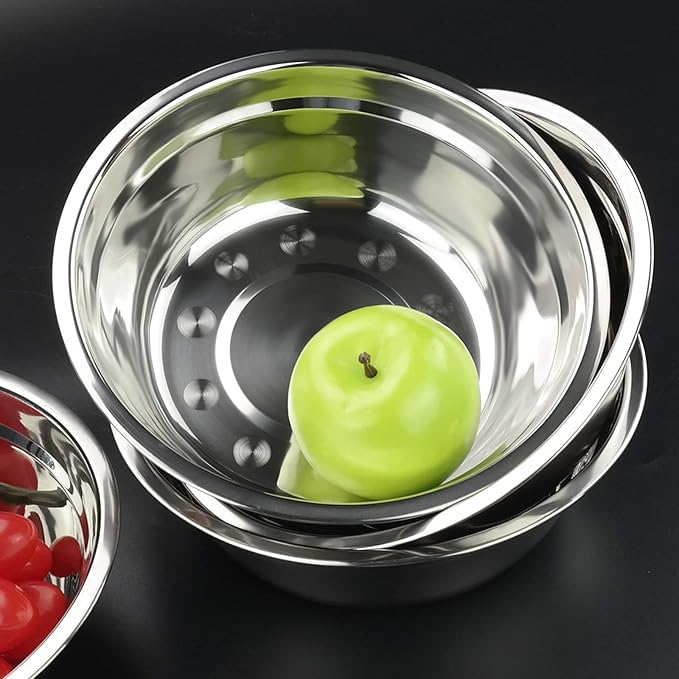 4-Pack Stainless Steel Mixing Bowls, Metal Prep Bowls, F