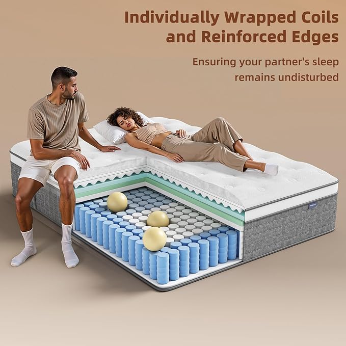 Mattress Queen Size, Medium Firm 10 Inch Mattress with Extra Lumbar & Shoulder Support, Queen Size mattresses with Gel Memory Foam Pain Relief - Fiberglass Free - No Odor - 365 Night Trial