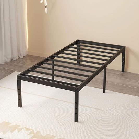 Twin Bed Frames No Box Spring Needed, 20 Inch Heavy Duty Metal Bed Frame Twin Support Up to 2500 lbs, Easy Assembly, Noise Free, Black