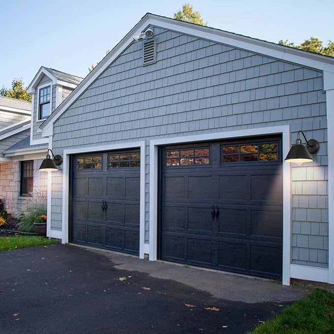 2-Pack Gooseneck Outdoor Light Fixtures, Outdoor Wall Sconces, Farmhouse Barn Light for Porch, Matte Black Iron Wall Light, Waterproof & Anti-Rust, Garage, Patio, Garden, E26 Base