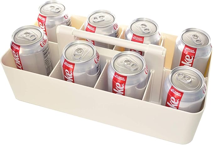 2 PACK - Portable DIY 8 Dividers Durable Plastic Organizer Tote Tool, Supply, Vanity Storage Home Office School Makeup Cleaning Caddy with Handle Made In USA (Ivory)