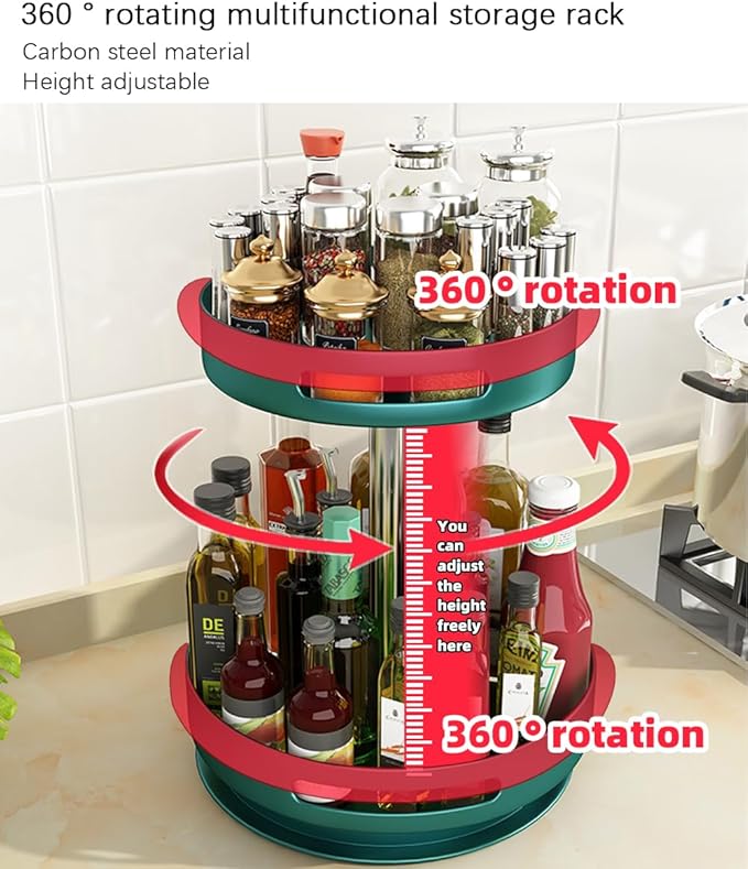 2 Tier Lazy Susan Organizer for Kitchen,Turntable for Cabinet,Turntable Organizer for Cabinet Pantry Table Organization