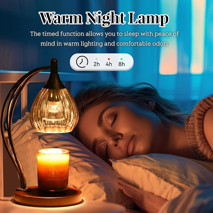 Candle Warmer Lamp with Timer Dimmer - Electric Candle Lamp for Jar Candles with 2 Bulbs - Candle Warmer Light for Scented Wax Valentines Day Gifts New Home Decor for Women Mirror Silver