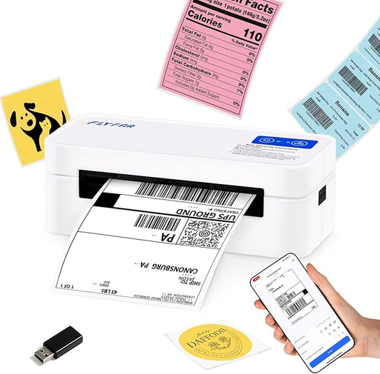 Bluetooth Thermal Shipping Label Printer, Wireless 4x6 Label Printer for Small Business, Compatible with Android, Windows, iPhone, Mac, Widely Used for Amazon, Shopify, Ebay, USPS, Etsy,FedEx (White)