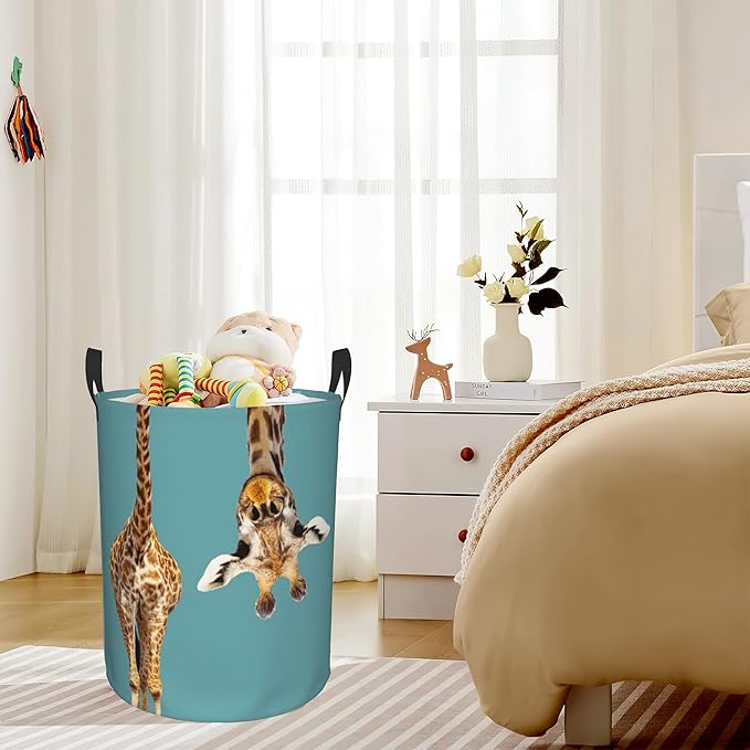 Laundry Hamper, Funny Giraffe Laundry Basket,Waterproof Foldable Storage Bin for Bedroom,Clothes Organizer Basket,Toys Box 16x20 Inch