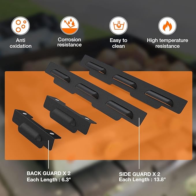 Wind Guards for Blackstone 17“ Griddle Accessories Fit for Blackstone Griddle Grill, MeWeBlue 5019 Magnetic Stainless Steel Wind Screens Protect Flame Hold Heat, Compatible with Hood, Black