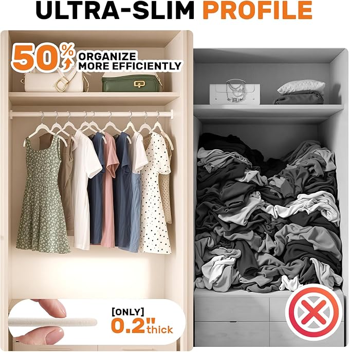 30 Pack Premium Velvet Shirt Hangers, Non-Slip Slim Flocked Clothes Hanger with 360° Swivel Hook, Space Saving Felt Hangers for Coats, Sweaters, Tank Top, Blouses(Beige)