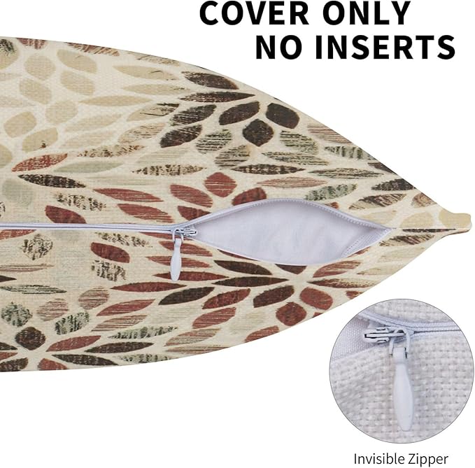 Burgundy Red Brown Pillow Covers 20x20 Inch Set of 2 Summer Rust Geometric Flower Outdoor Decorative Throw Pillows Farmhouse Dahlia Pillow Case Linen Square Cushion Cover for Home Sofa Bedroom