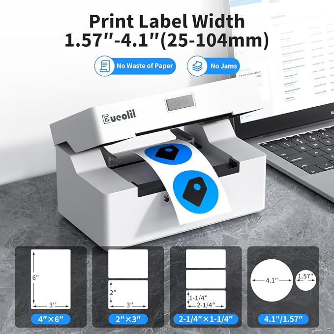 Bluetooth Shipping Thermal Label Printer, Portable 4×6 Label Makers for Small Business,Compatible with Android、iPhone、Windows＆Mac,Widely Used for Home＆Small Businesses and Office