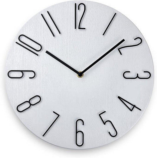 12 Inch Wall Clock Silent Non Ticking, Preciser Modern Style Decor Clock for Home, Office, School, Kitchen, Bedroom, Living Room, Wall Clock Without Second Hand