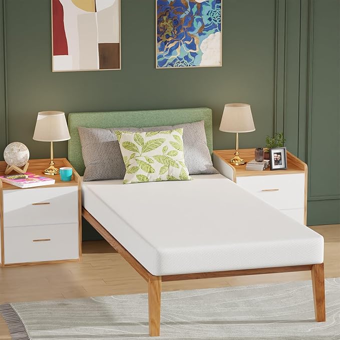 PayLessHere 6 Inch Gel Memory Foam Mattress Medium Firm Mattresses CertiPUR-US Certified Bed-in-a-Box Pressure Relieving Twin XL Size,Fiberglass Free，White