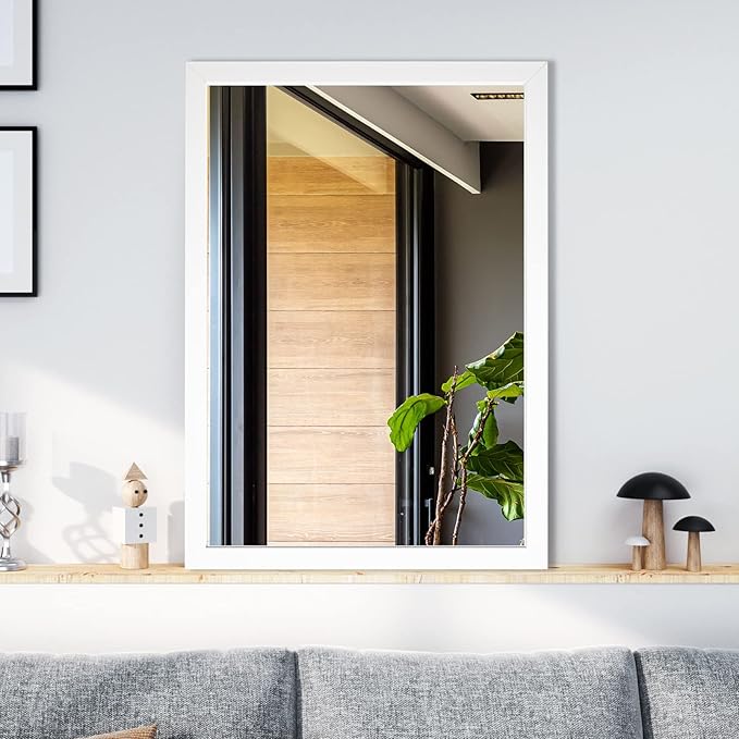 BOMINICA Rectangular Wall Mirror 20” x 28” Bathroom Mirror Framed Wall Mirror for Living Room, Vanity, White