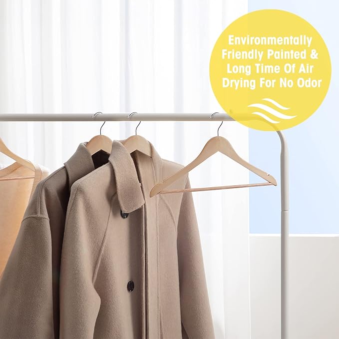 Wooden Hangers 20 Pack Slim Coat Hangers for Closet with Smooth Finish,Shirt,Suit,Dress,Heavy Duty Clothes Hanger Natural