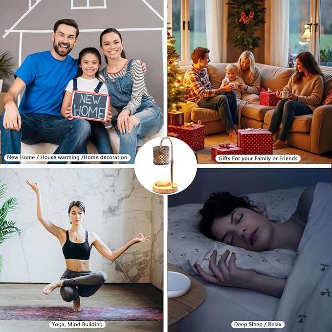 Candle Warmer Lamp with Timer Dimmer Adjustable Height for New Home House Bedroom Decor,Wax Melt Warmer with 2 Bulbs for Jar Candles, Gifts for Mom Women Friend Sister Birthday | Gray