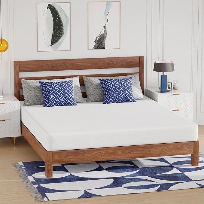 PayLessHere 8 Inch Gel Memory Foam Mattress Medium Firm Mattresses CertiPUR-US Certified Bed-in-a-Box Pressure Relieving California King Size,Fiberglass Free，White