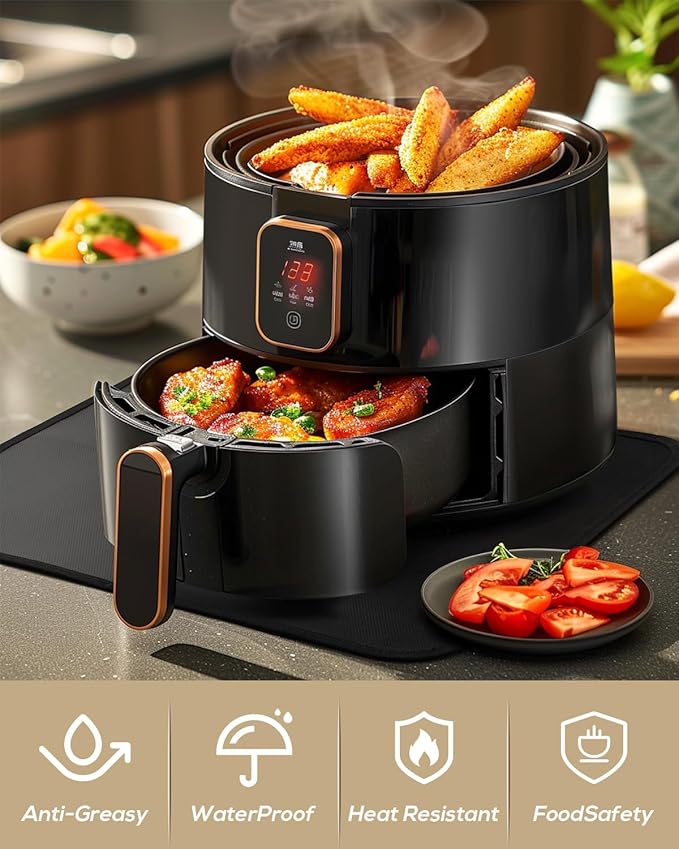 2Pack Heat Resistant Mat for Countertop, 16x20in Hot Pads for Kitchen Countertop Protector,Silicone Heat Resistant Mat for Air Fryer, Deep Fryer, Oven