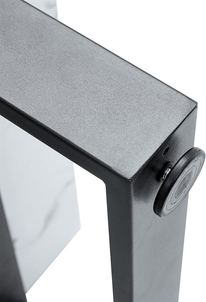 47'' Rectangle Coffee Table for Living Room, Marble Pattern Desktop, Stable Metal Tea Table Legs for Dining Room Apartment Small Space (White)