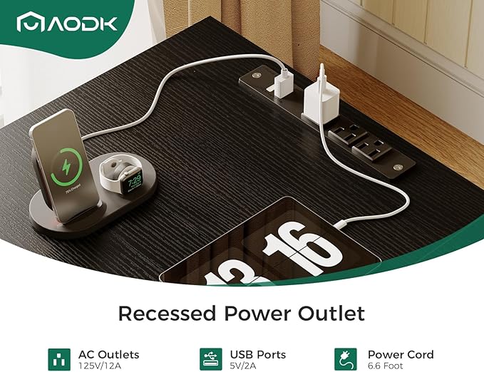 AODK 66" L Shaped Computer Desk, 113“ Reversible Home Office Desk with File Cabinet & 4 Fabric Drawers, Two Person Desk with LED Lights & Power Outlet, Corner Gaming Desk with Monitor Shelf, Black