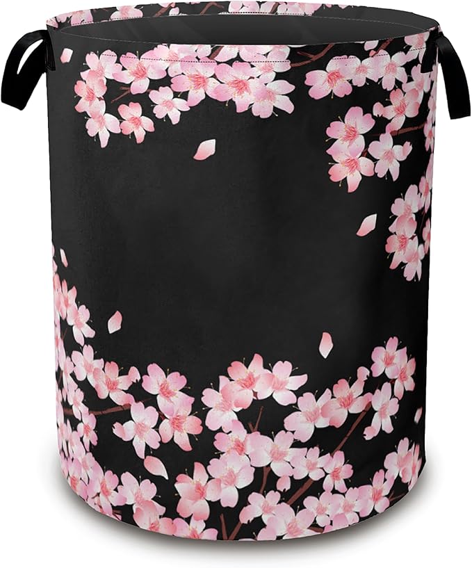 Laundry Hamper,Cherry Blossom Laundry Basket,Waterproof Oxford Cloth Storage Basket with Handle for Clothes Books Nursery Home Storage Sundries 16"x20"