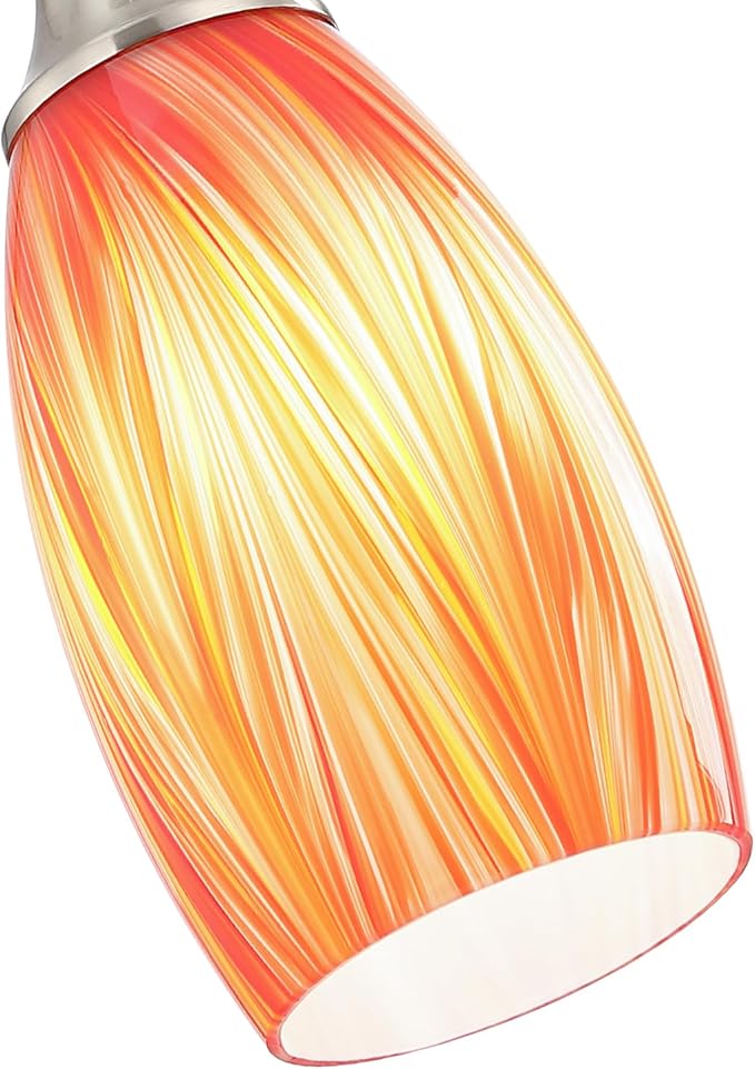 Glass Pendants Lights Kitchen Island Handcrafted Art Glass Mini Pendant Light Fixtures Oval Pendant Light Shade with Brush Nickel Finish Adjustable Cord for Kitchen Over Sink,Hallway,Dining/Bath