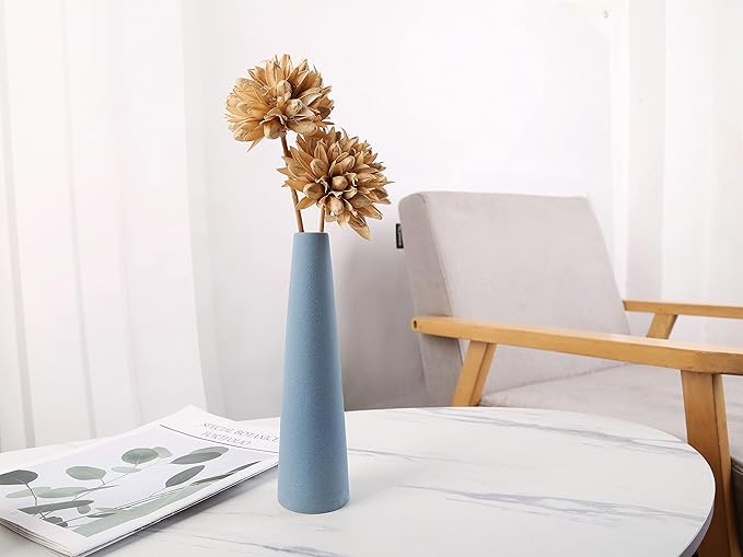 Ceramic Vase, Modern Home Decor Ceramic Vase, Frosted Porcelain Vase, Grey Minimalist Vase,Living Room Decoration，Ideal Shelf, Best Decoration. (Blue)