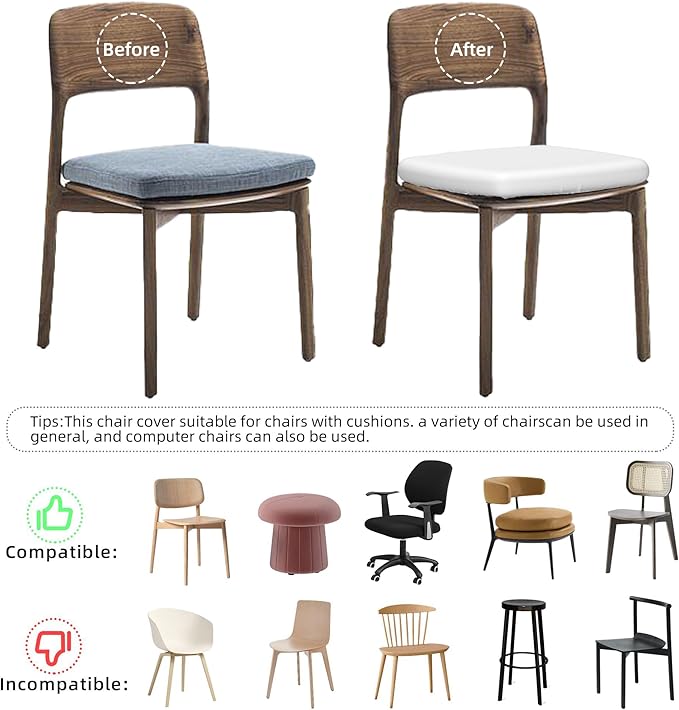 Seat Covers for Dining Room Chairsset of Set of 4, Black White Zebra Stripe Stretch Chair Seat Covers Cushion Slipcovers for Kitchen Office