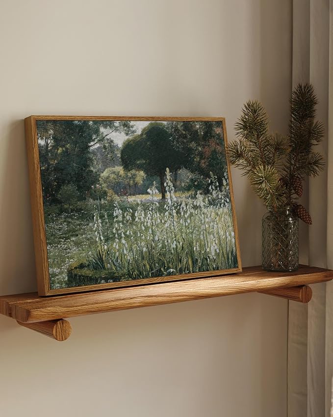 InSimSea Framed Canvas Wall Art Vintage Decor, Landscape Wall Art, Summer Hyacinths Vintage Paintings Prints, Flower Pictures for Bathroom Wall Decor, Wild Field Landscape Wall Picture, 12"x16"