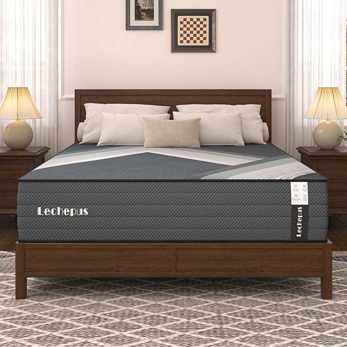 California King Mattress 10 Inch,Lechepus 5-Zone Medium Firm Mattress with Lumbar & Shoulder Support, Hybrid for Pressure Relief ,Edge Support & Motion Isolation, Fiberglass Free & CertiPUR-US