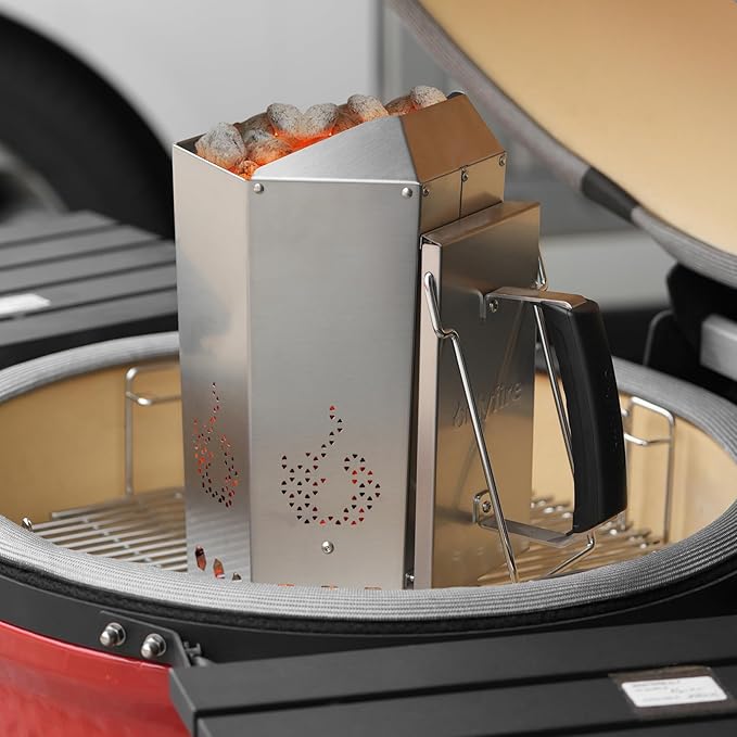 onlyfire Stainless Steel Charcoal Chimney Starter BBQ Chimney Starter for Charcoal Grill and Barbecues, Fire Starter for Outdoor Cooking, Sturdy and Easy to Use BBQ Grill Tool Grilling Accessories