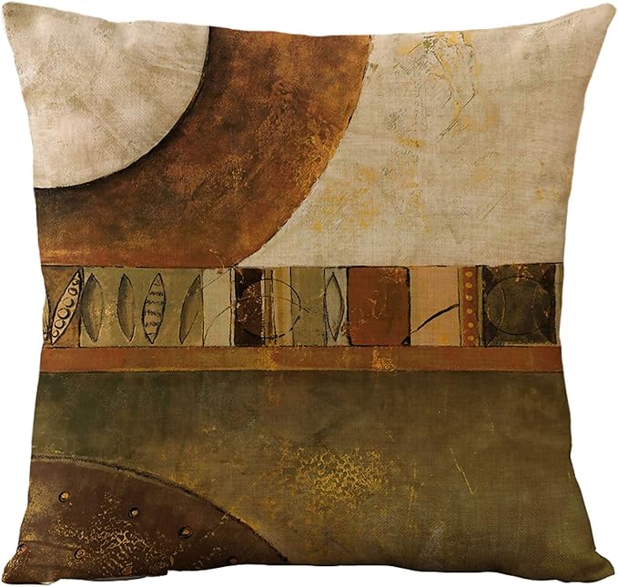 WOMHOPE Set of 4 Vintage Geometric Decorative Throw Pillow Covers Pillow Cases Cushion Cases 18 x 18 Inch for Living Room,Couch and Bed (Brown)