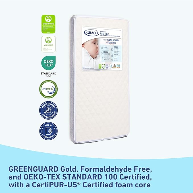 Graco Ultra Dual-Sided Crib Mattress & Protector Value Bundle (1-Pack) – Includes GREENGUARD Gold Certified Crib Mattress, GREENGUARD Gold Certified Waterproof Protector