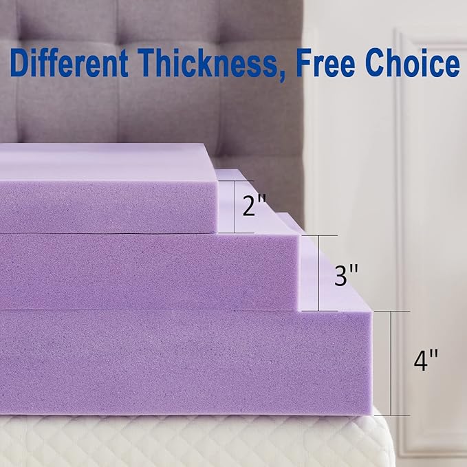 SINWEEK 4 Inch Gel Memory Foam Mattress Topper Ventilated Soft Pressure Relieve Mattress Pad, Breathable Bed Topper, CertiPUR-US Certified, King Size