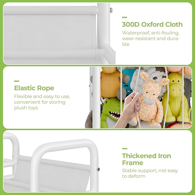 GRANNY SAYS 3 Tier Kids Bookshelf and Toy Storage, Stuffed Animal Storage with Kids Bookshelf, Kids Toy Storage Organizer with Elastic Cord, Book Shelf for Kids Rooms, Nursery, Playroom, Bedroom