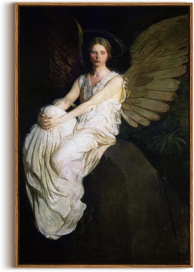 InSimSea Framed Wall Art for Living Room Home DecorStevenson Angel Vintage America Country Memorial Classical Oil Painting Prints Decorative for Living Room Bedroom Office Wall Decor 20x30in