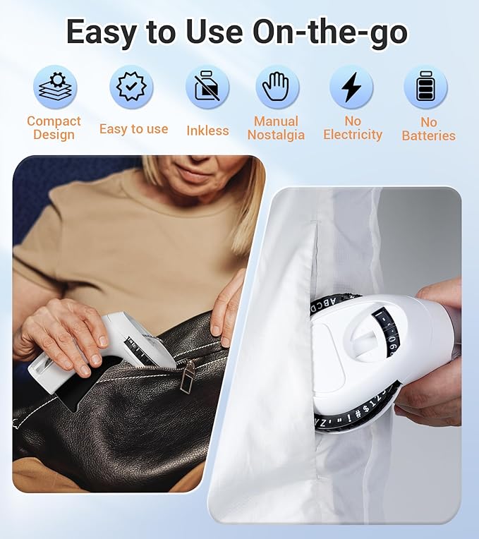 Embossing Label Maker Machine with 10 Tapes Black, Vintage Manual Labeler, 3D Embossed Label Maker Waterproof-Labels for Scrapbooking, Home Office & Kids School Items