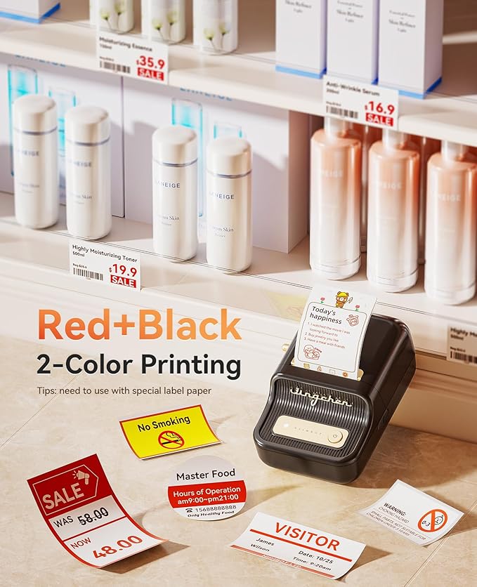 NIIMBOT B21 Pro Label Maker, 300DPI HD Label Printer, Ideal for Notes,Photos, Study Graphics, Memo Maker,50x30mm Label,230Pcs(Black)