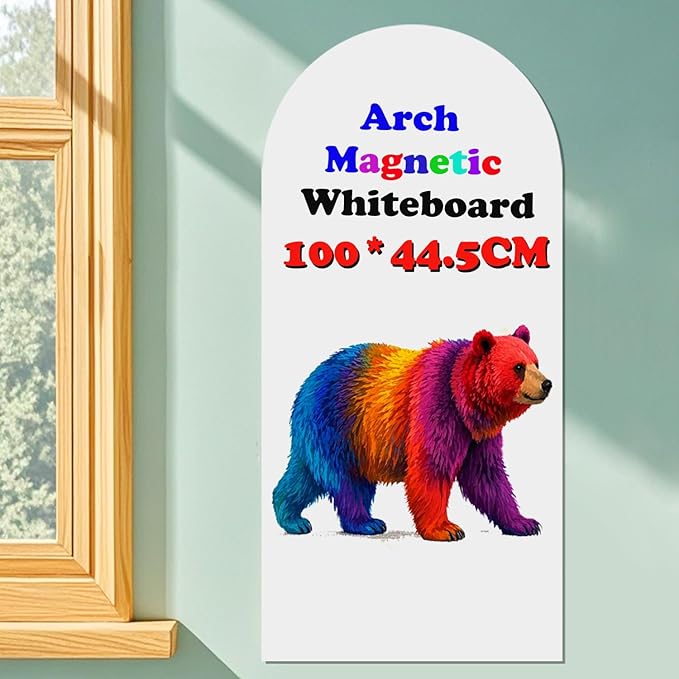 Magnetic Dry Erase Whiteboard Wall Arch Decal 40"x17.5" Self Adhesive White Board Sticke with Marker for Kid Whiteboard Stick Wall Contact Paper Peel and Stick Wallpaper Office Home