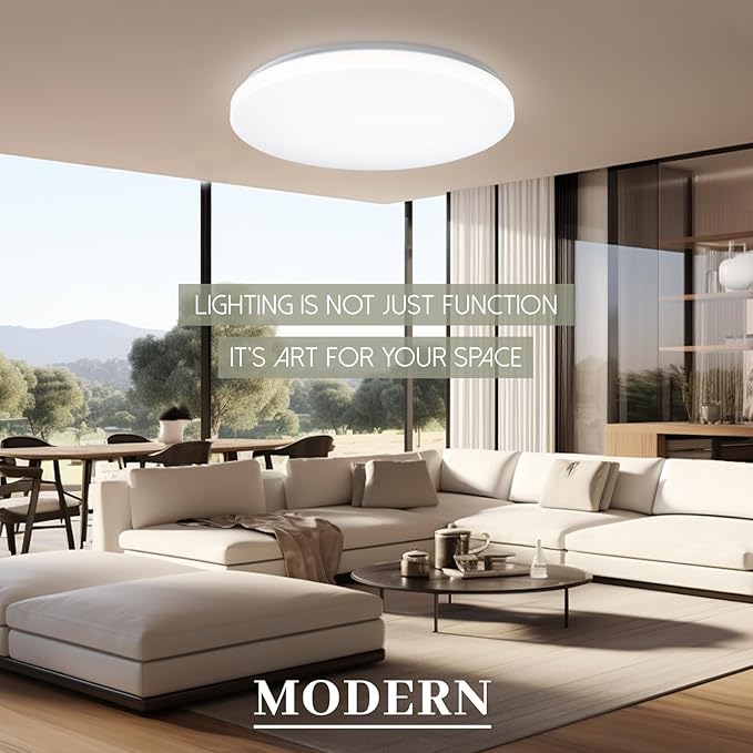 Hamilyeah 48W Flush Mount Ceiling Light, 20 inch LED Ceiling Light Fixture, 5000K Daylight Simple Close to Ceiling Light for Living Room, Dining Room, Bedroom, Hotel, Office