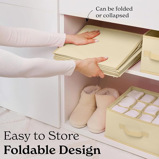 SMIRLY 6 Shelf Hanging Closet Organizer Hanging Shelves, Closet Hanging Organizer with 2 Sturdy Hooks for Wardrobe, Nursery, Storage (Beige, Inseparate)