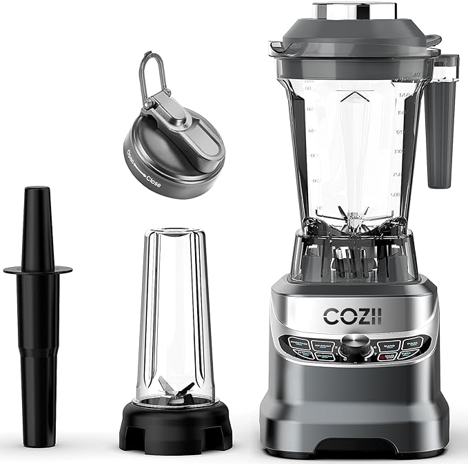COZII Professional Plus Blender,2000W Peak Watts,Countertop Blenders for Kitchen, 64 Oz Pitcher/21-Oz To-go Cup,7 Preset Programs and Total Crushing Technology for for Smoothies Ice and Frozen Fruit