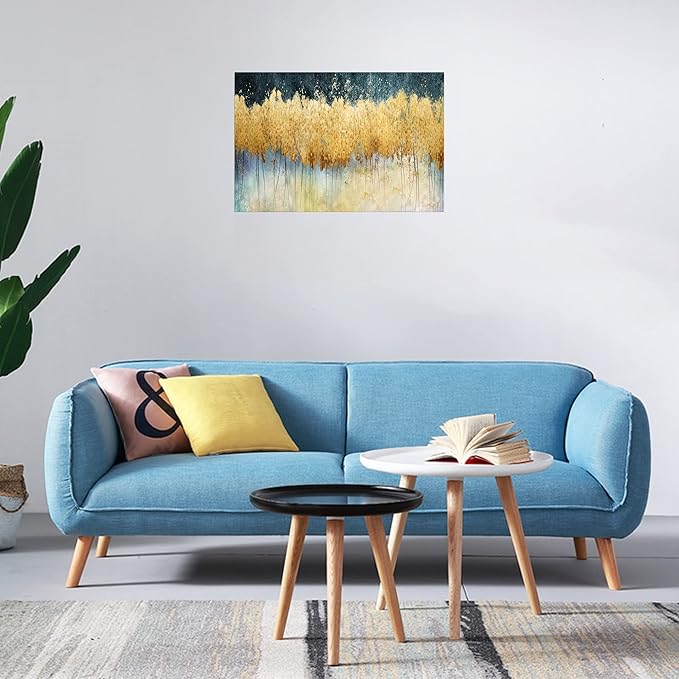 XXMWallArt FC2669 Canvas Wall Art Abstract Golden Forest Painting Modern Decor Abstract Canvas Prints for Living Room Bedroom Kitchen Home and Office Wall Decor