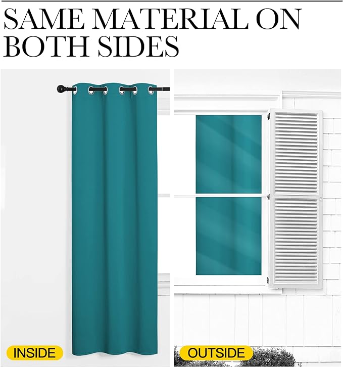 NICETOWN Room Darkening Curtains 84 inch Length 2 Panels, Thermal Insulated Grommet Blackout Curtains for Modern Casual Elegant Bedroom Kids Room Theme Decoration (Peacock Teal, 2 Pieces, W42)
